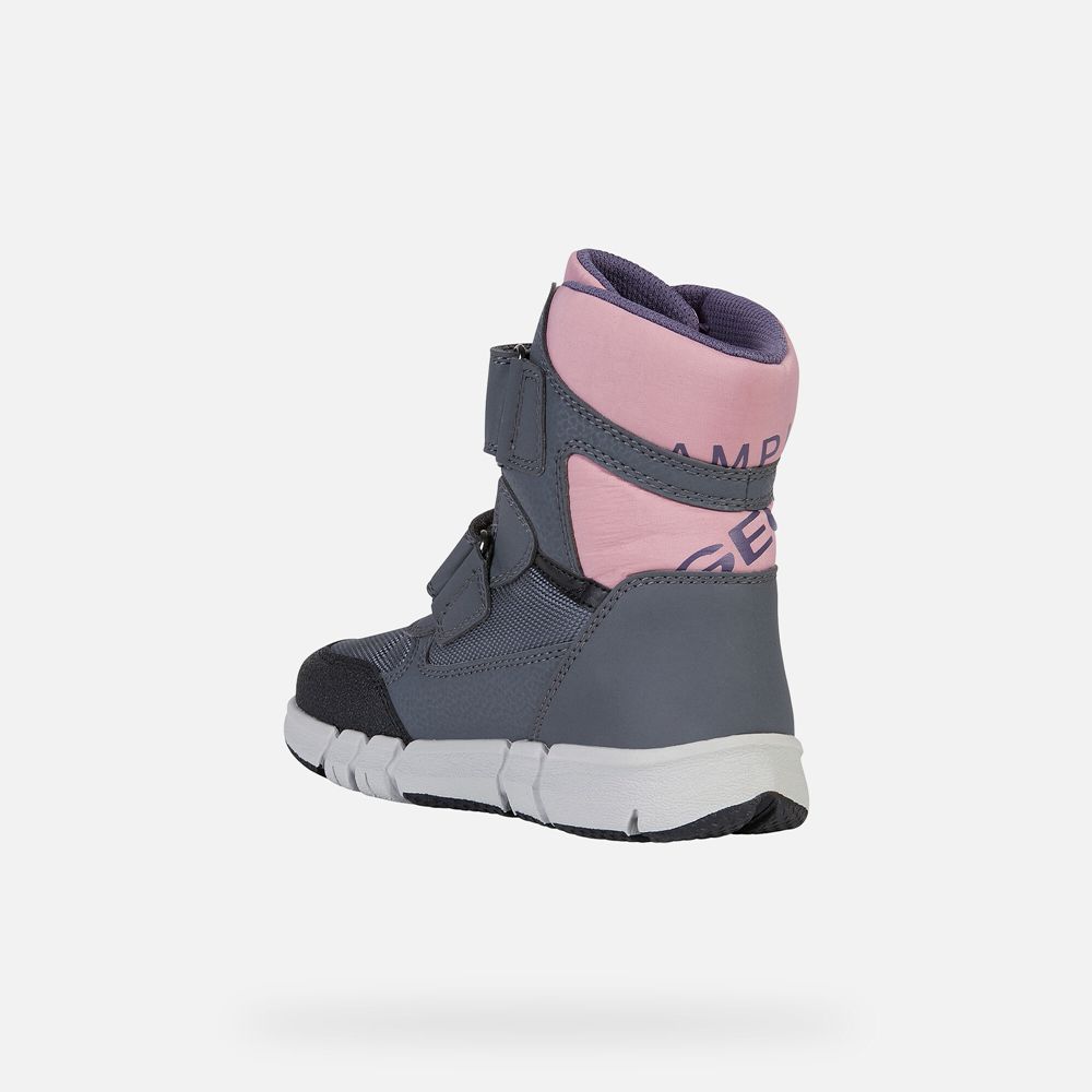 Geox Ankle Boots Grey/Pink Flexyper Abx - Geox Girls Shoes - KIFQHE571